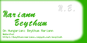 mariann beythum business card